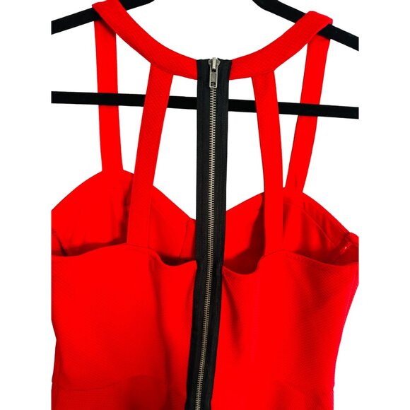 2/$30 Material Girl Cherry Red Large Halter Style Scalloped Hemline & Built-In B - Picture 9 of 14